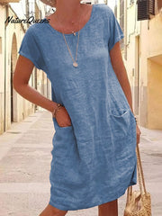 Women's Cotton And Linen Style Dress
