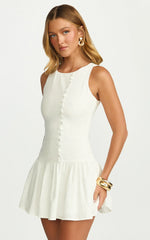 Robe Courte Cortez – Robe Boutonnée Col Montant Blanche