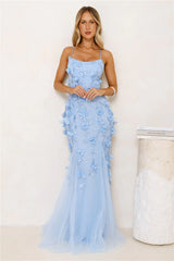 Robe longue en maille Petals In The Night bleu