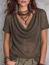 Boho Sexy Cowl-neck Cutout Off-shoulder Knit Top