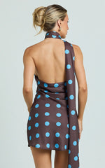 Mini-robe Maddox - Robe nuisette à col écharpe et dos bas noué, imprimé pois