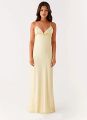 Robe longue Elona - Jaune pastel