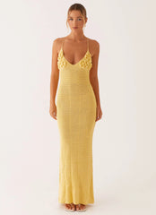 Robe longue en crochet Zara Rose - Jaune
