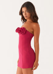 Robe Courte Sans Bretelles Patsie - Fuchsia
