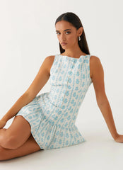 Robe Courte en Lin Meggie - Imprimé Doux Rêve