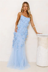 Robe longue en maille Petals In The Night bleu
