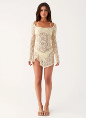 Mini-robe en dentelle Rarri - Ivoire