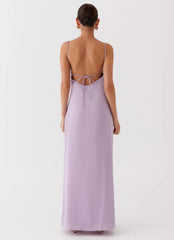 Robe longue en satin et dentelle Dream Sight - Lilas