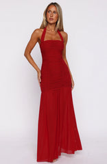 Robe longue dos-nu rouge foncé Unbothered Always