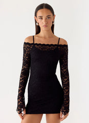 Mini-robe en dentelle Just This Once - Noir