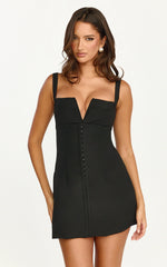 Mini-robe Odette - Robe trapèze à col V plongeant noire