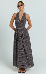 Robe midi Abby - Robe à encolure en pois chocolat