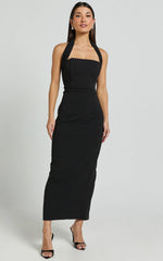 Robe midi Salomé - Robe colonne à col montant noire