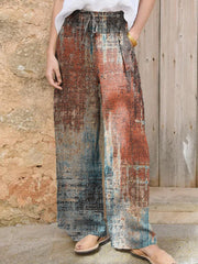 Retro Tie-dye Gradient Print Wide-leg Pants — Laid-back Vacation-style Casual Trousers
