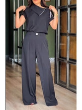 Elegant And Polished Two-piece Set: Half-zip Collared Top And Trousers