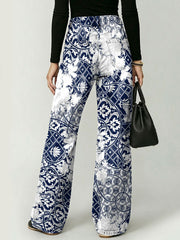 Retro Weathered Totem Decorative Pattern Women's Cotton Denim Pants