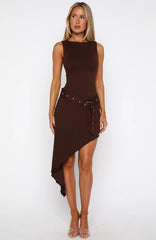 Robe midi "Worth My Time" chocolat