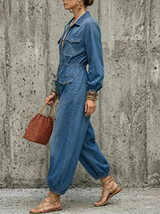 Women's Workwear Style Denim Jumpsuit