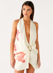 Robe courte décolletée Eleanora - Imprimé floral Siena
