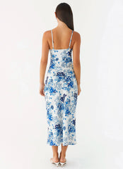 Robe midi Take Chances - Bleu ciel serein fleuri