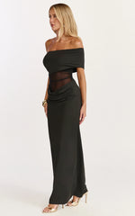Robe longue Riley - Robe froncée sur la poitrine en noir