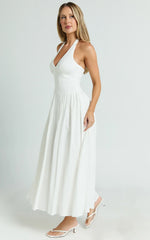 Robe midi Athena - Robe à licou taille basse en blanc