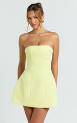 Mini-robe Catharine - Robe bustier trapèze coloris Citron