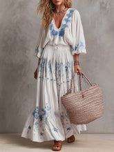 Women's Retro Floral Pattern Art Stylish Cotton Linen Maxi Dress