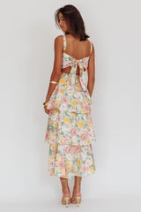 Robe longue fleurie à volants étagés Provence Bloom