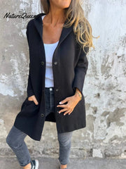Solid Color Casual Single-breasted Hooded Jacket Jacket