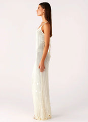 Robe longue en crochet Siren Song - Ivoire