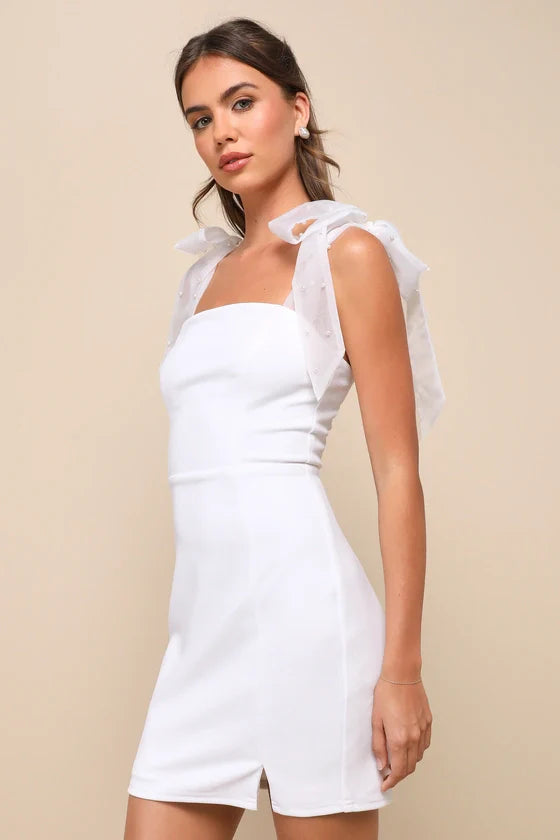 Mini-robe en organza rose perle à bretelles Beaming Perfection
