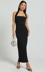 Robe midi Salomé - Robe colonne à col montant noire