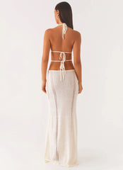 Robe longue en crochet découpé In Motion - Blanc