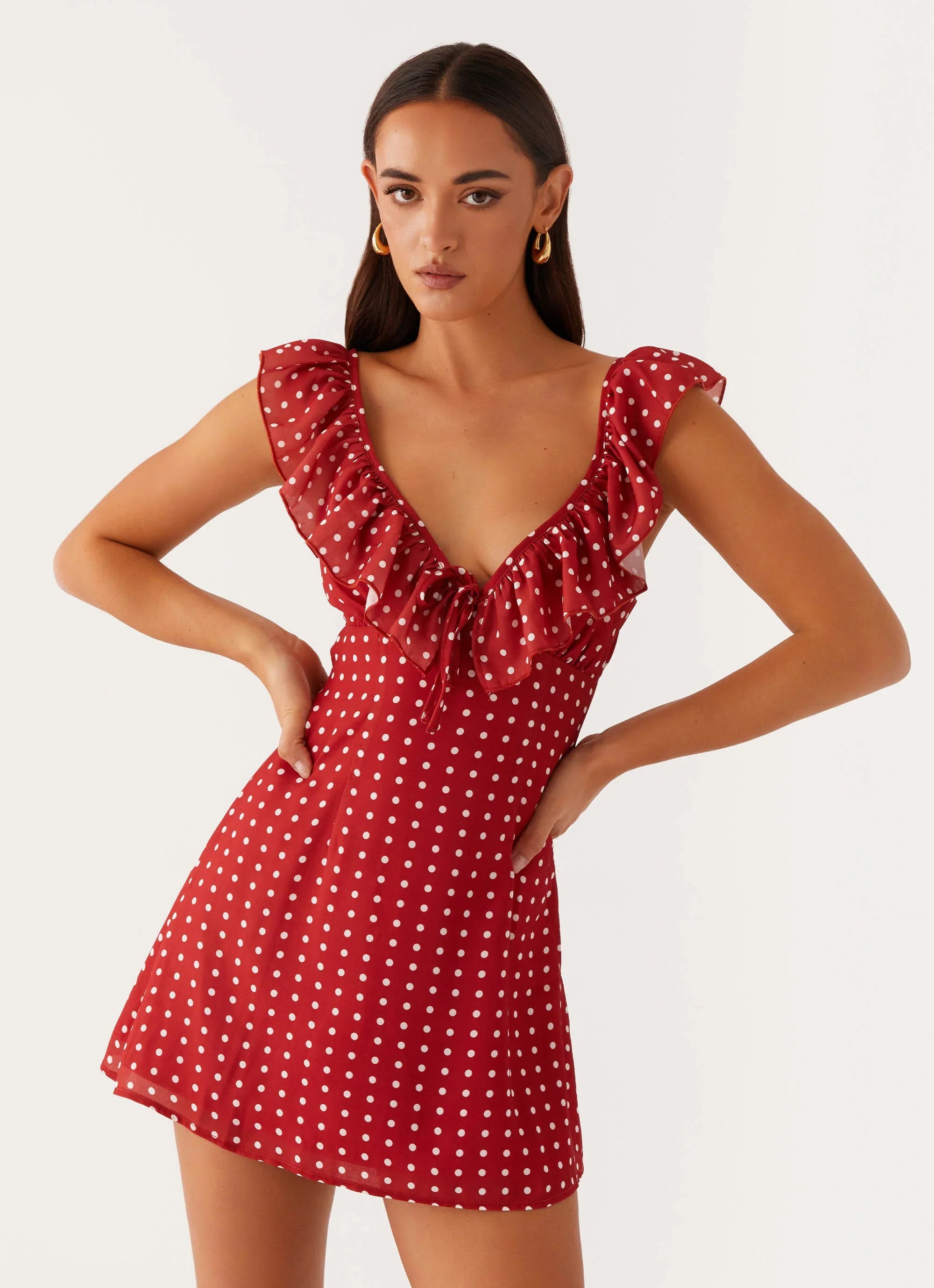 Mini-robe Adrina à volants - Rouge à pois