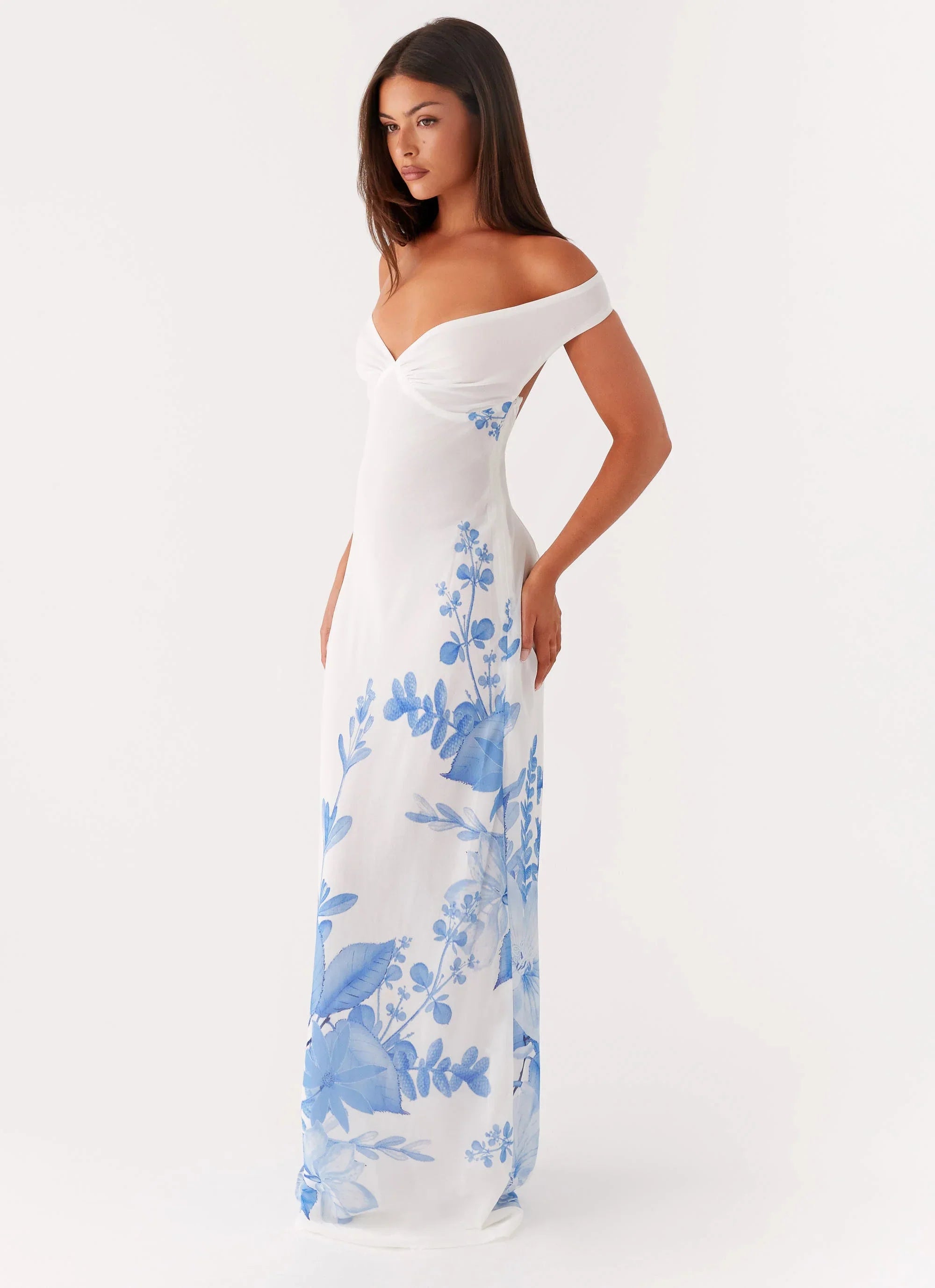 Robe longue Krissa - Imprimé floral bleu