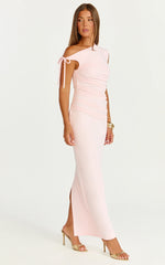 Belle Maxi Robe – Robe longue rose à nouer aux épaules