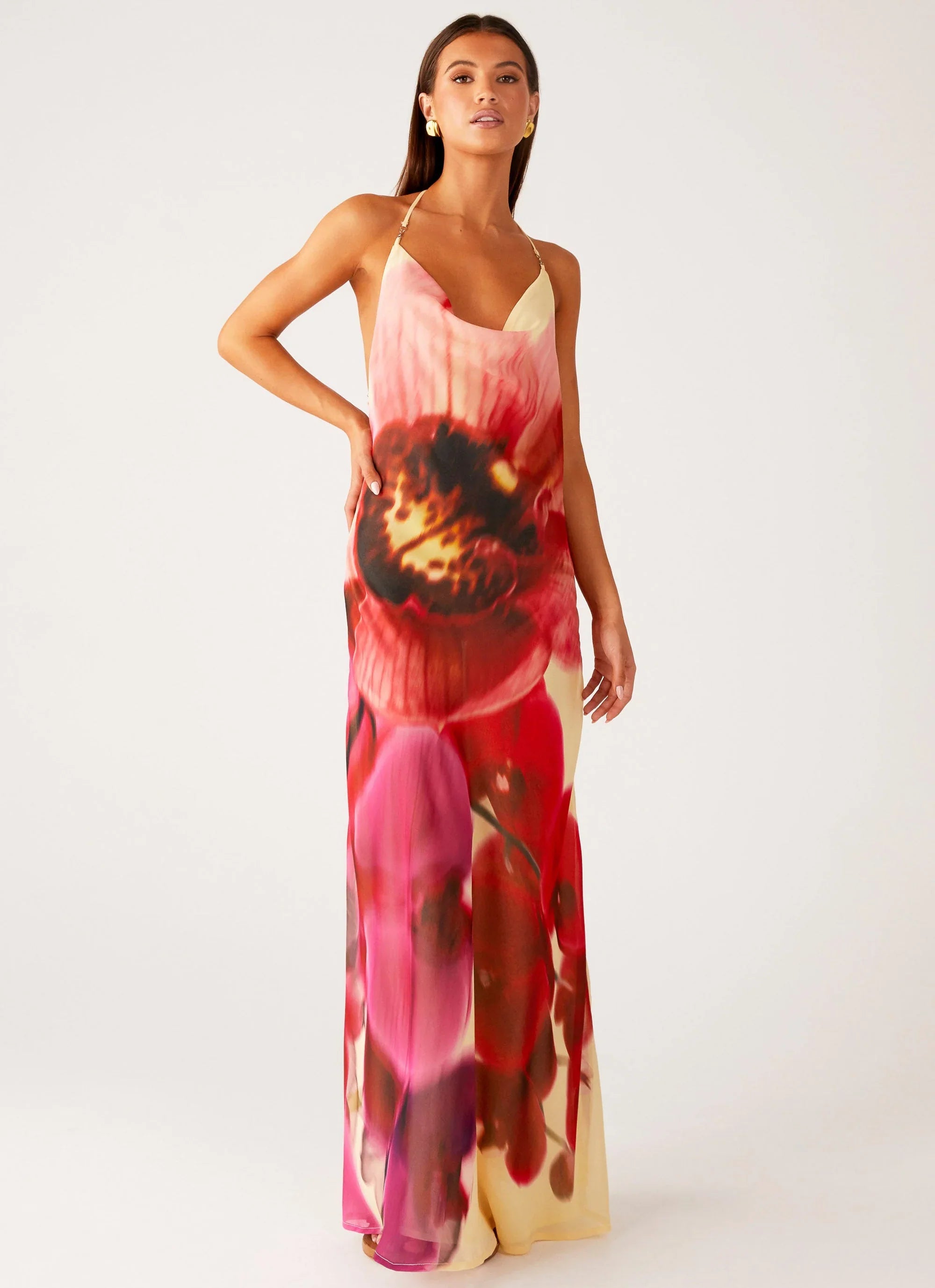 Robe longue Morning Crush Cowl - Imprimé fleuri jaune