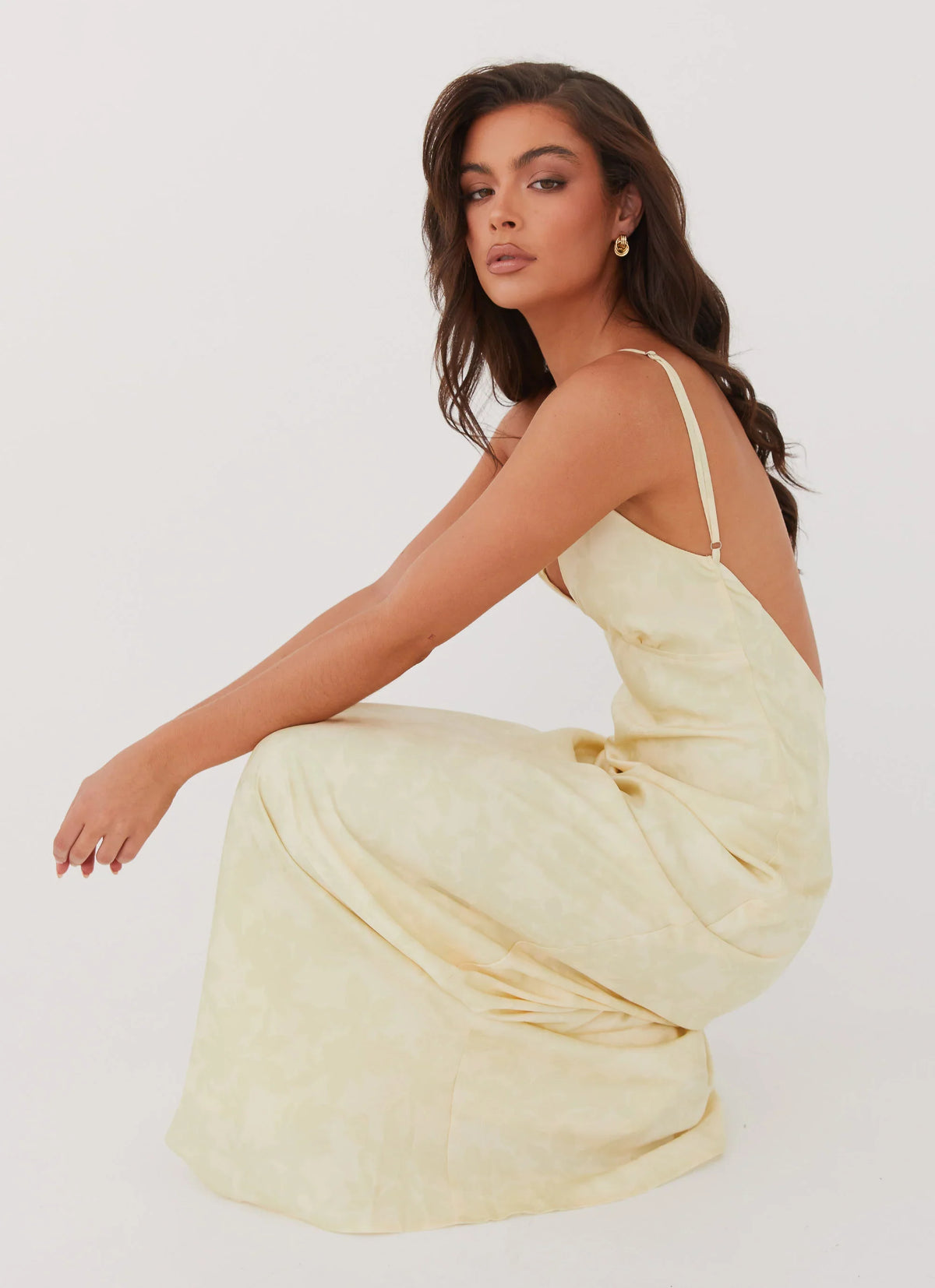 Robe longue Sorrento Sun – Imprimé floral jaune