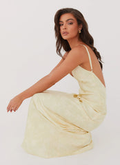Robe longue Sorrento Sun – Imprimé floral jaune