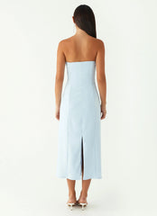 Robe midi sans bretelles Patsie - Bleue