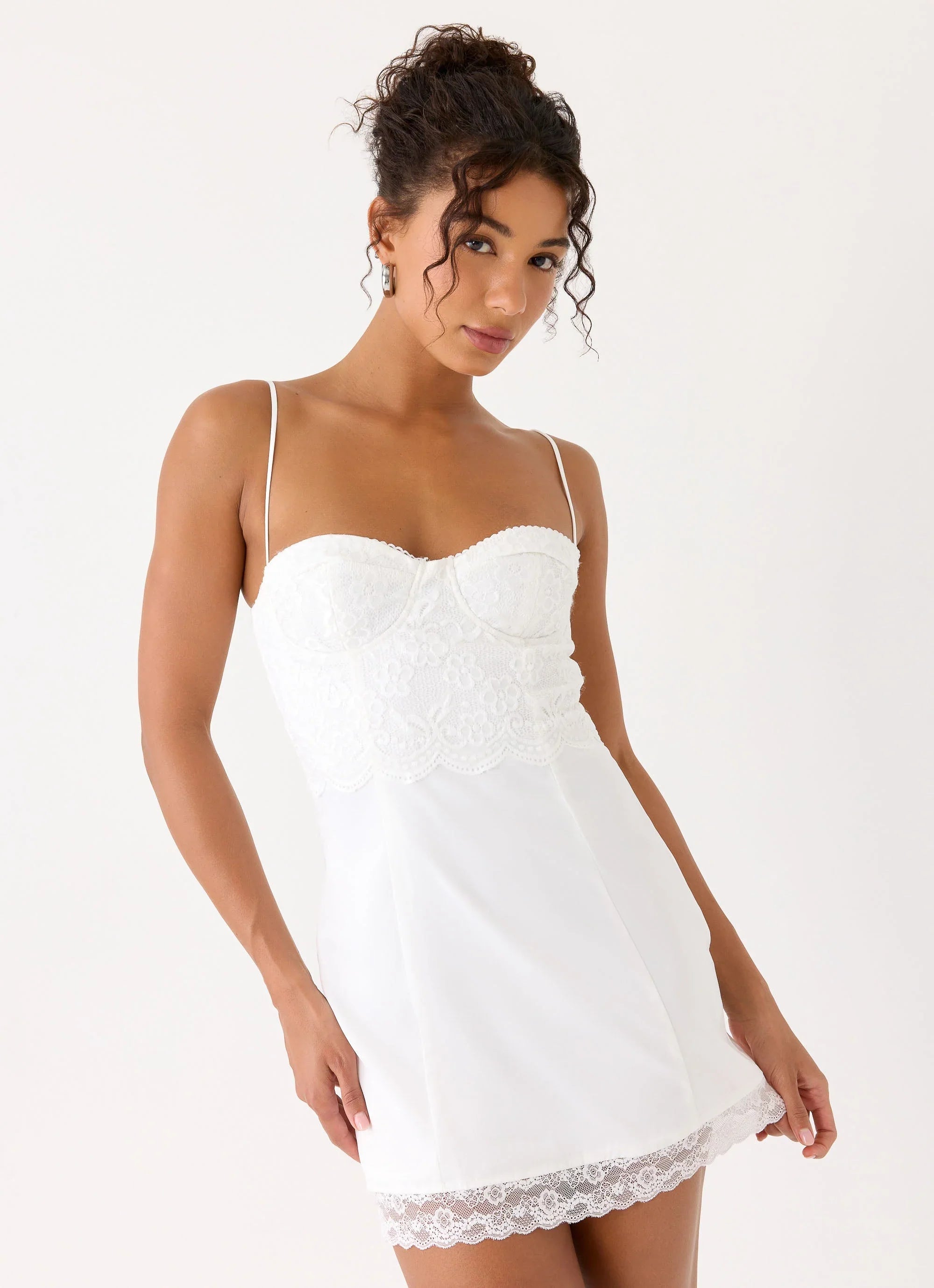 Mini-robe en dentelle Aloura - Blanc