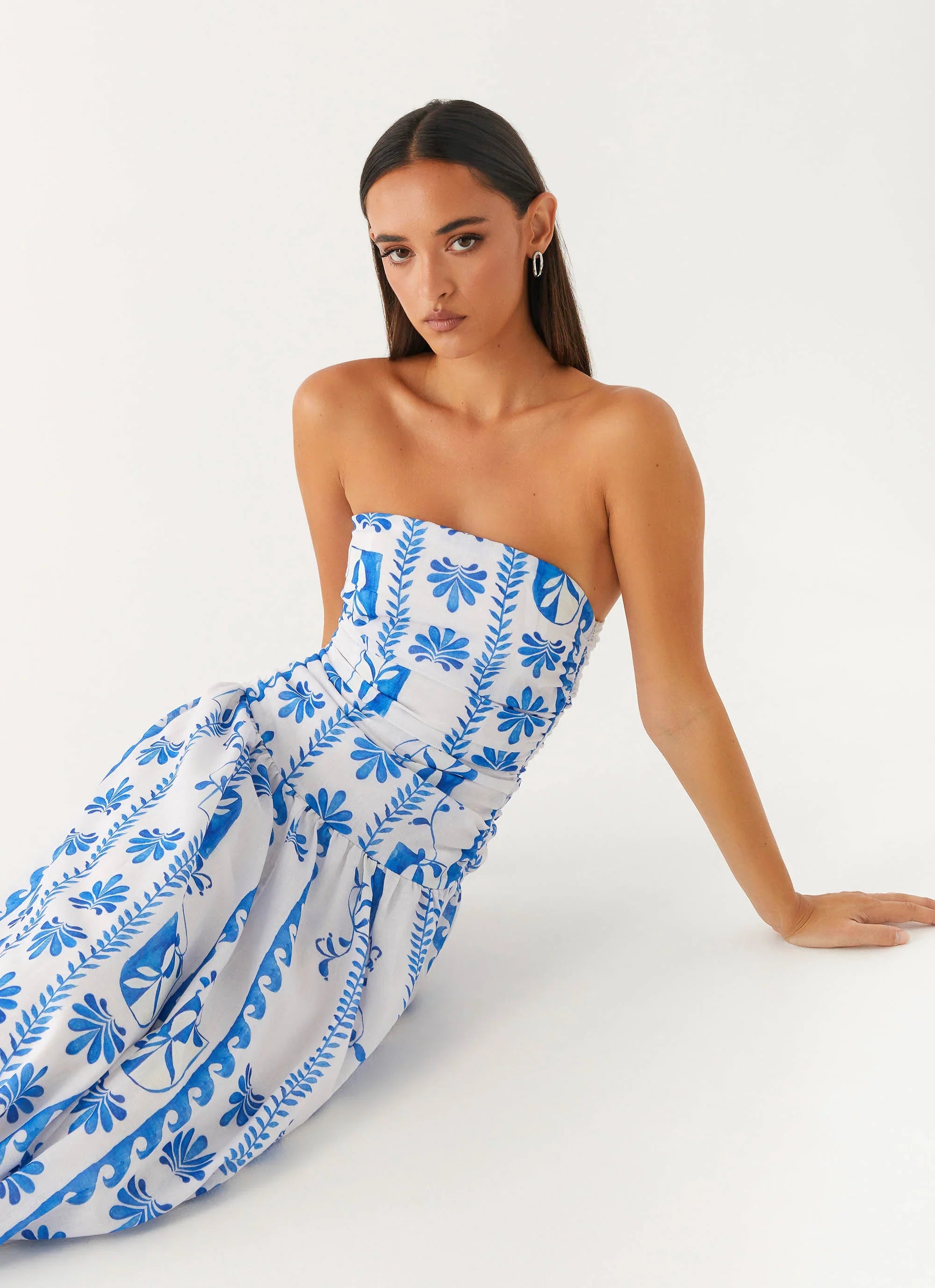 Robe longue Carmel - Vague fleurie