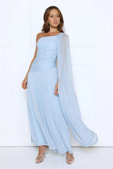 Robe longue asymétrique Midnight Spin bleue
