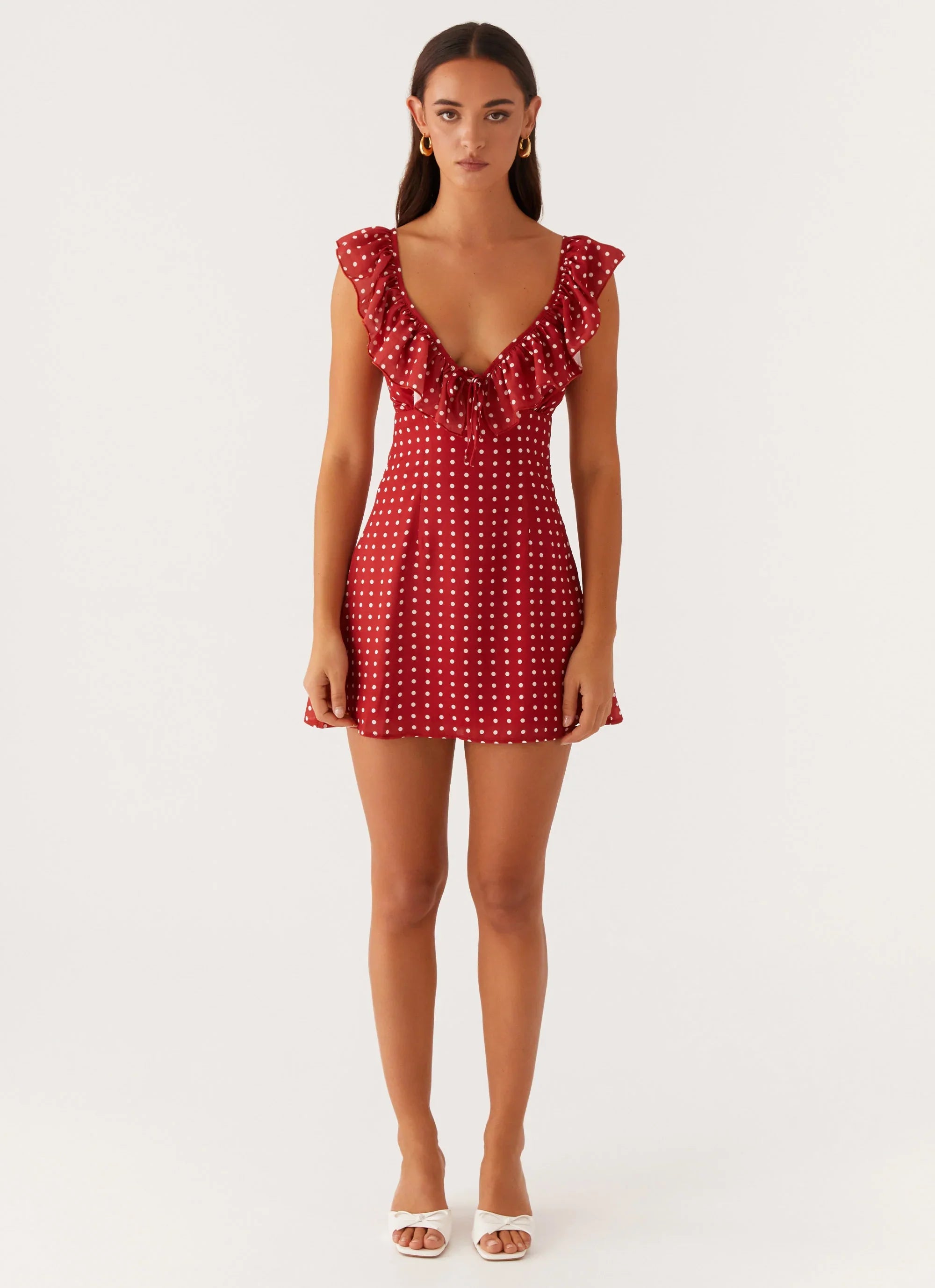 Mini-robe Adrina à volants - Rouge à pois