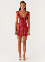Mini-robe Adrina à volants - Rouge à pois