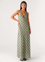 Robe longue Coralie – Carreaux cèdre