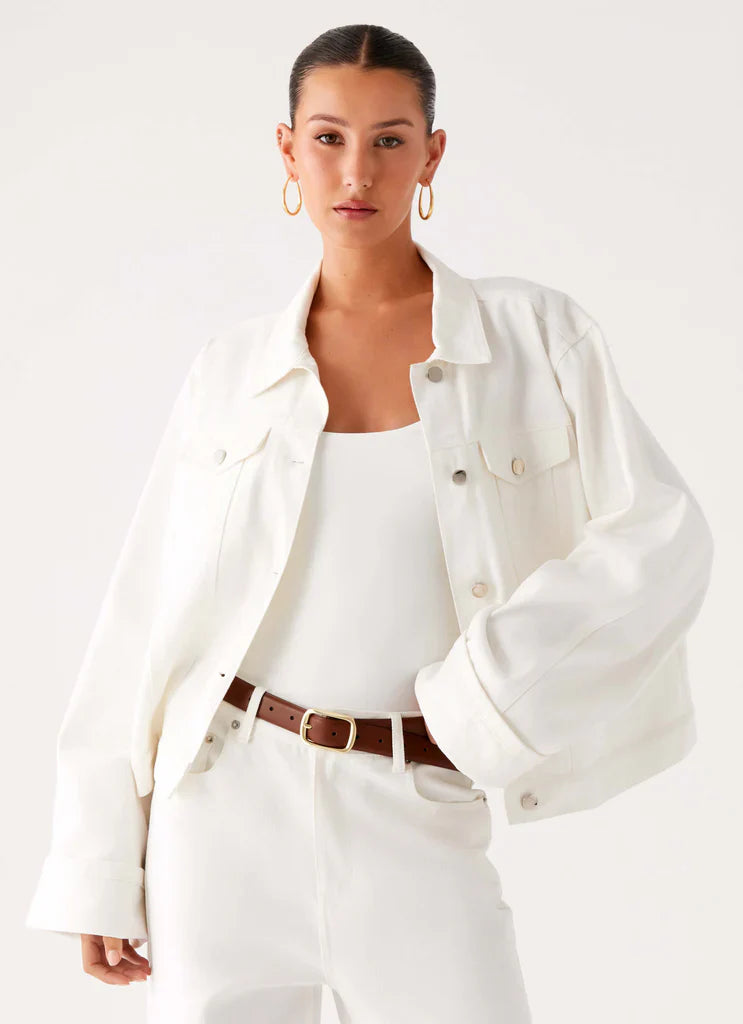 Veste en jean oversize Back Again - Blanc
