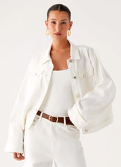 Veste en jean oversize Back Again - Blanc