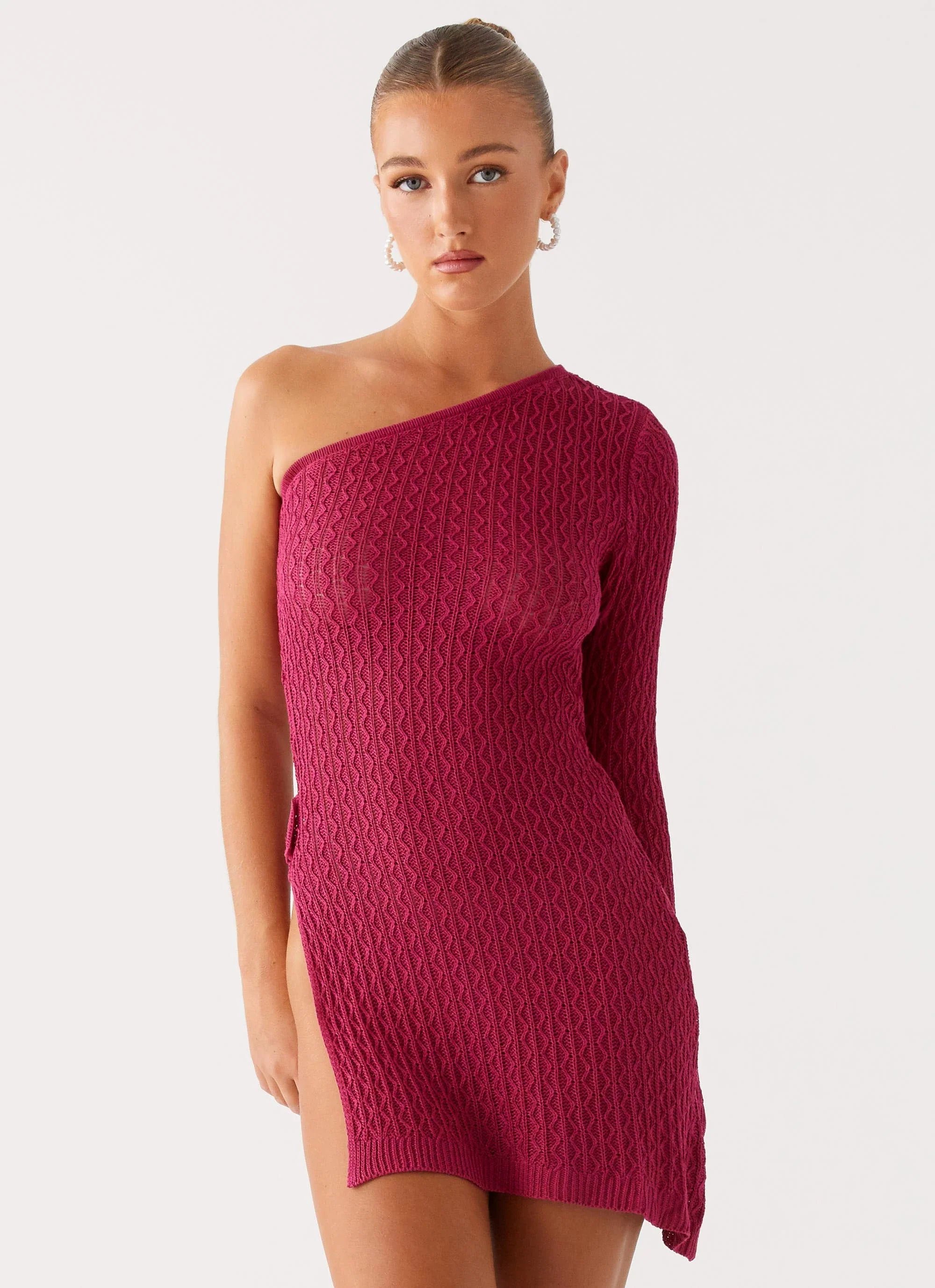 Mini-robe en maille Medda - Rose vif